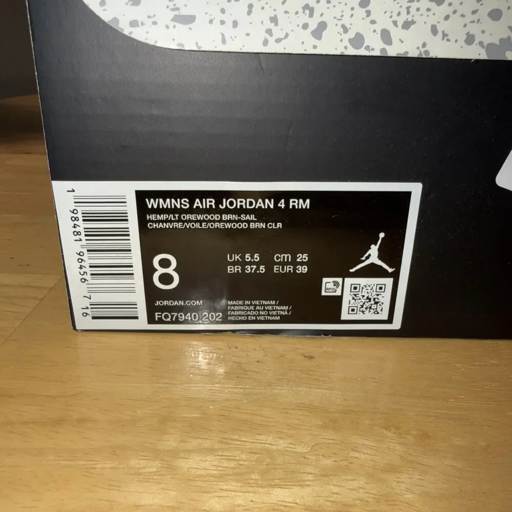 Size 8 - Air Jordan 4 RM HEMP/LT OREWOOD BRN-SAIL